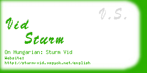 vid sturm business card